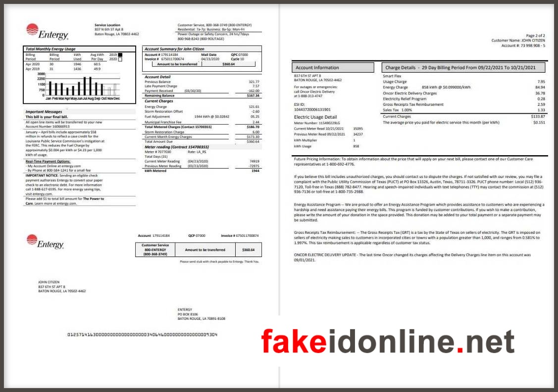 Entergy Mississippi - Mississippi Utility Bill Template